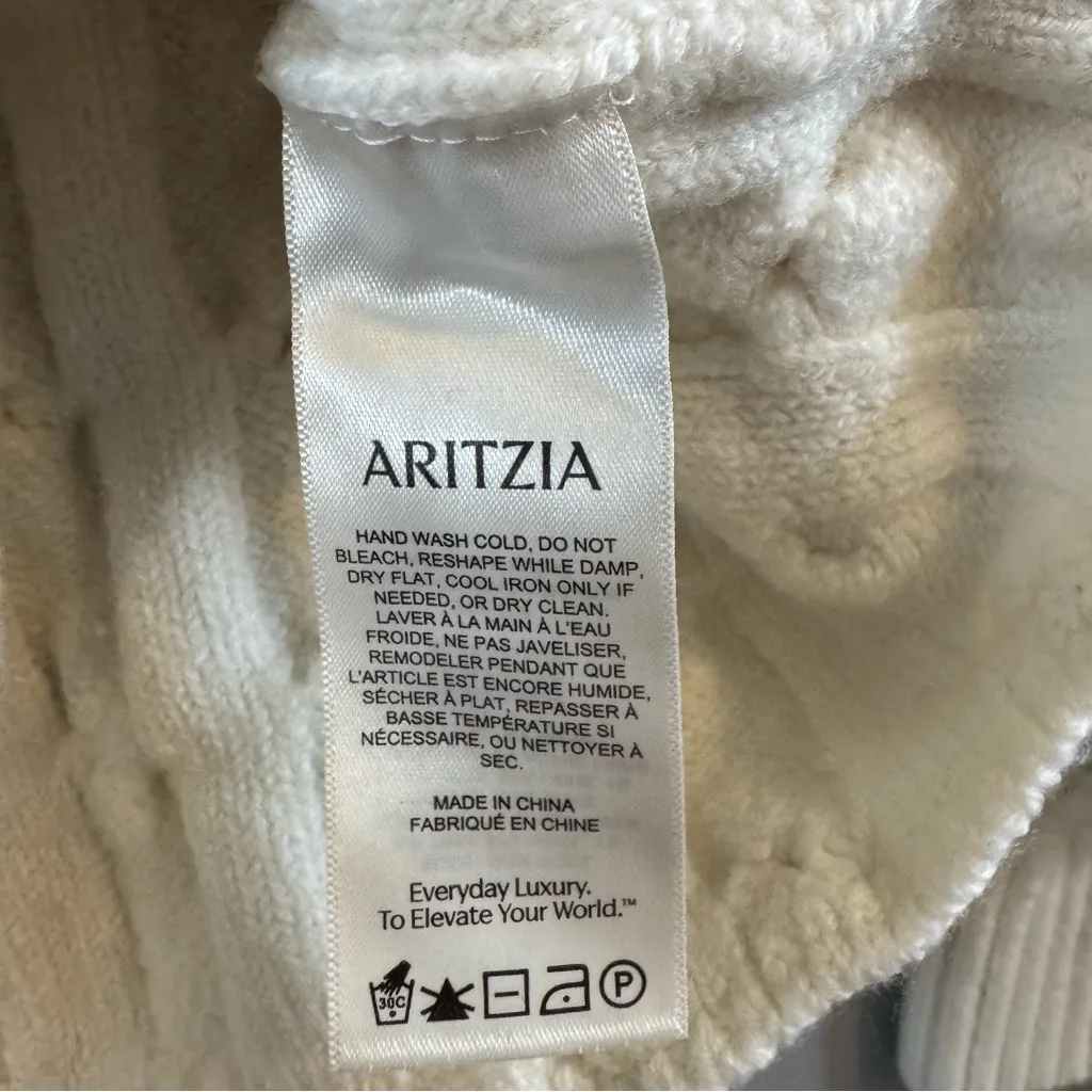 Aritzia Babaton Wool Cable Knit Cropped Cream Sweater - Image 4