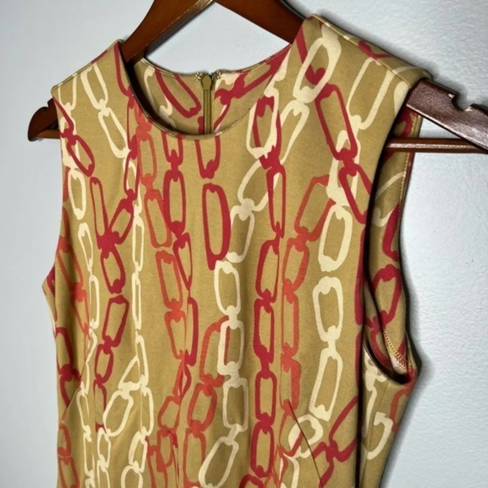 J. McLaughlin Brown Red Dress Chain Ponte knit sheath stretch career size small - Image 2