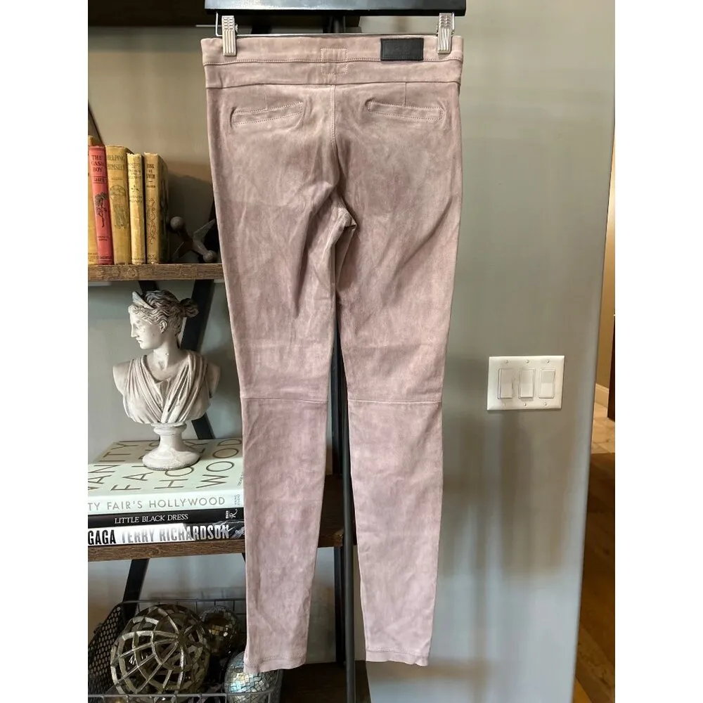 RTA Sonia Suede Skinny Leggings Pants Pink Stone Womens Size Small - Image 4