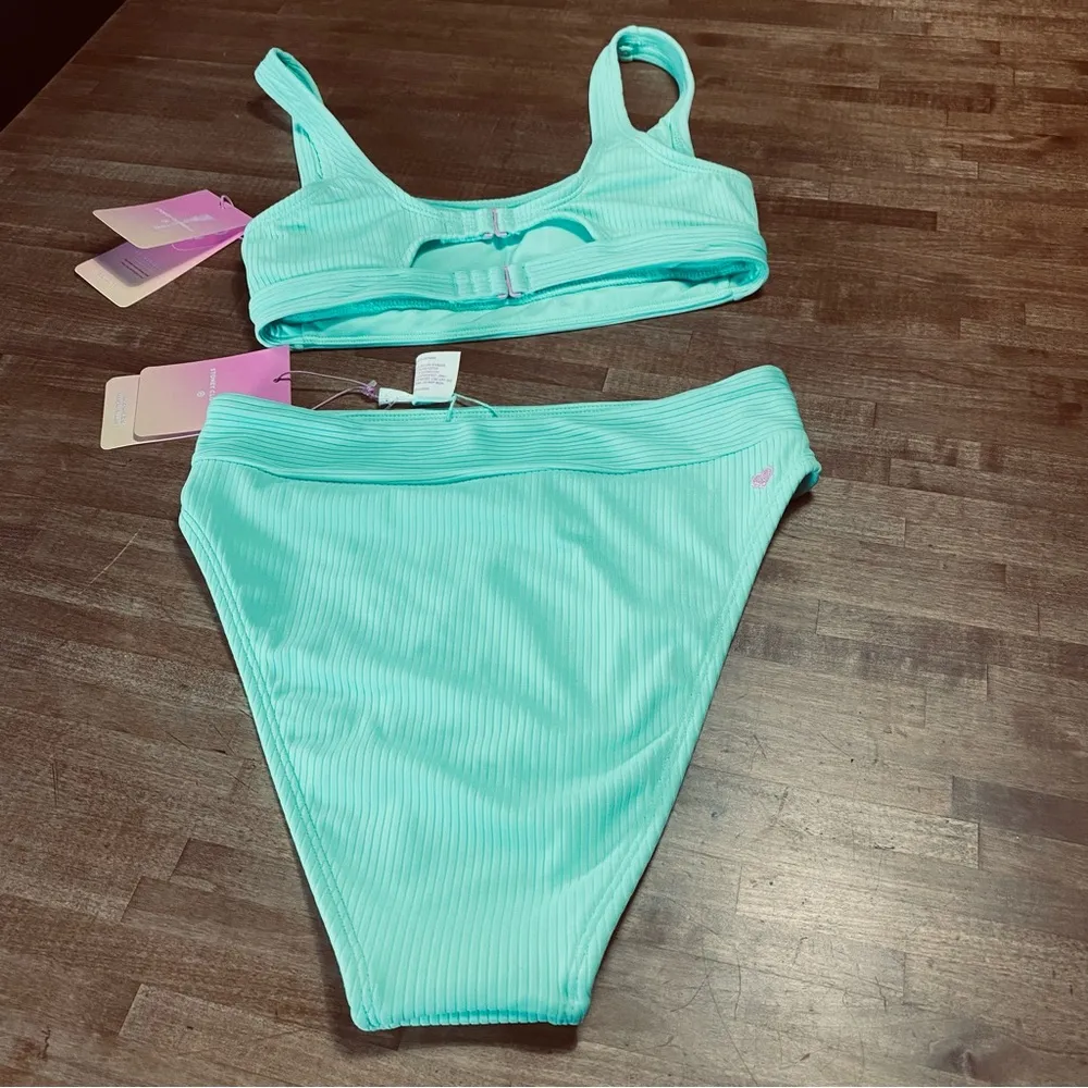 Stoney Clover Lane Mint swim top & High-leg High-waist bottom XS (0-2) - Image 3