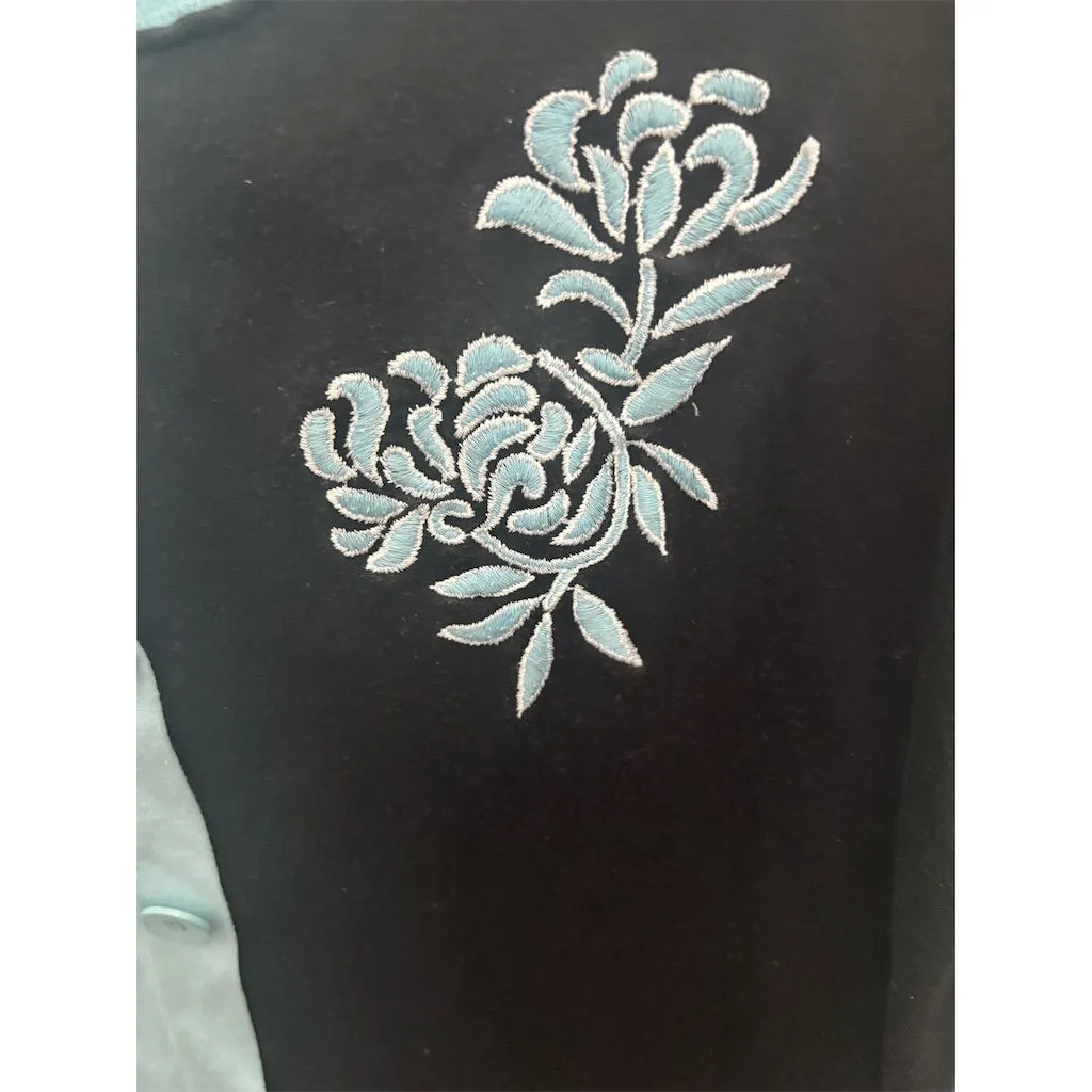 Aileen Vintage Floral Embroidered Cardigan Sweater‎ Women's L made in USA Green Size L - Image 3