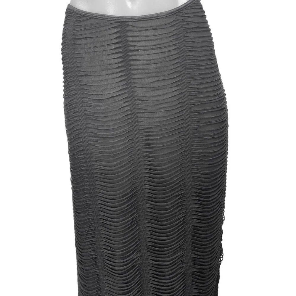 PrettyLittleThing Black Ruched Sleeveless Cut Out Cami Camisole Maxi Dress Sz 12 - Image 5