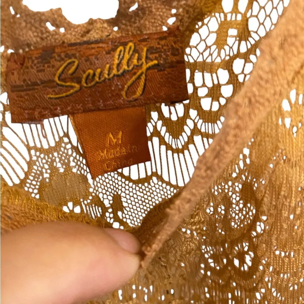 Scully New honey creek cap sleeve western wear Lace Butterscotch Tan Dress Brown Size M - Image 7