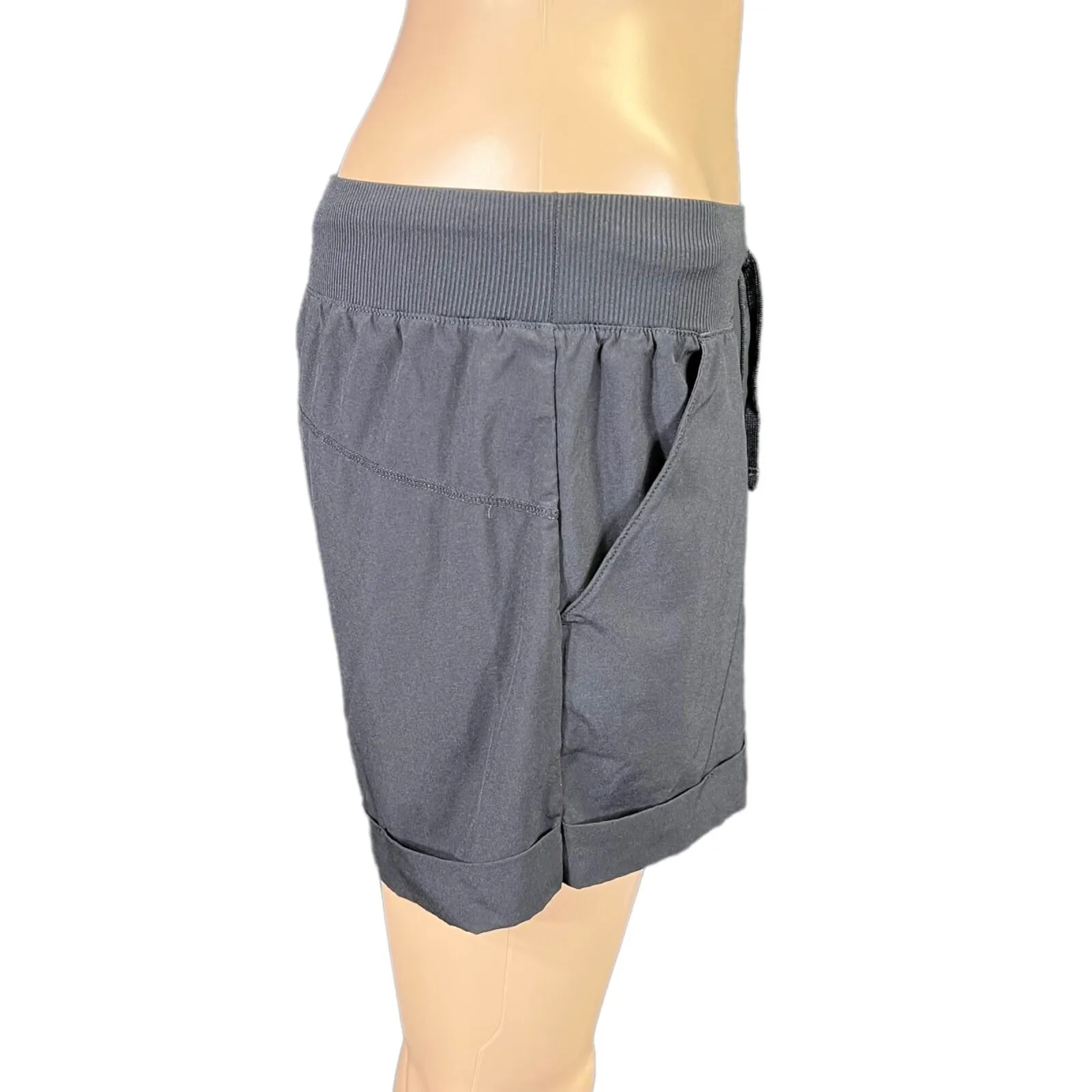 Zella Womens Athletic Shorts Casual Elastic Waist Cuffed Relaxed Fit Black Small - Image 3