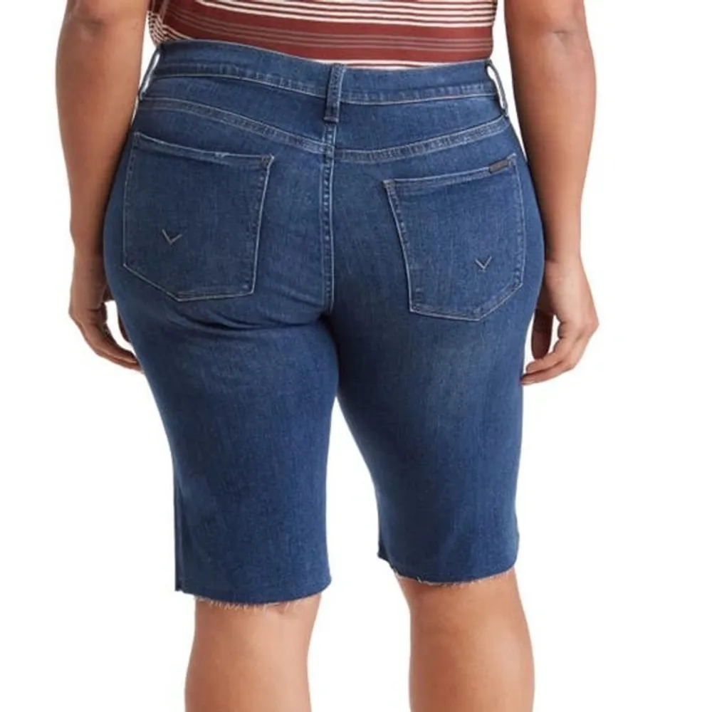 Hudson Amina Raw Hem Denim Mid Rise Bermuda Blue Jean Shorts in Reserve Size 25 - Image 3