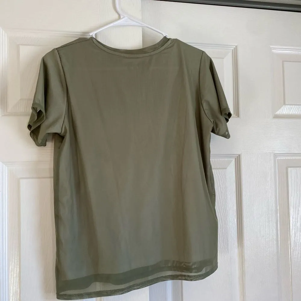 KISS alive world tour metallic green sheer layered tshirt small grunge - Image 6