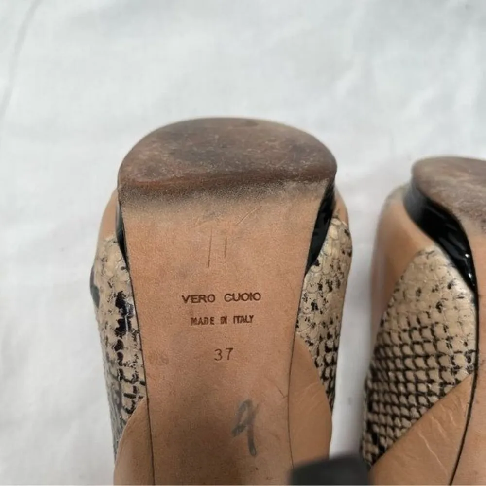 Giuseppe Zanotti Design Peep Toe High Heel Pumps Size 37 Snake Print leather - Image 4