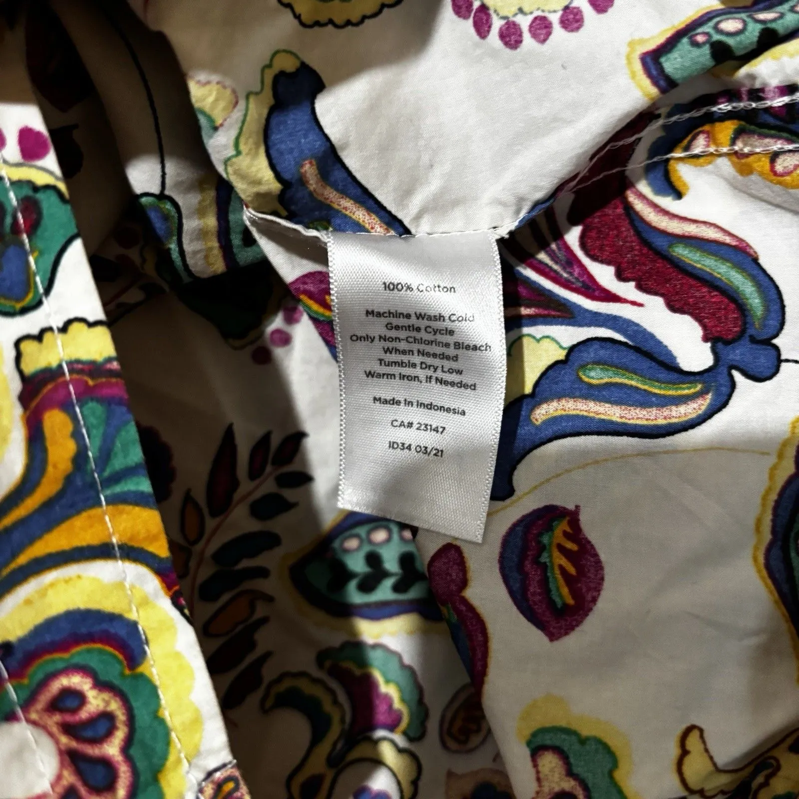 Talbots Top Women Medium Multicolor Floral Cotton Collared Button Up Blouse - Image 8