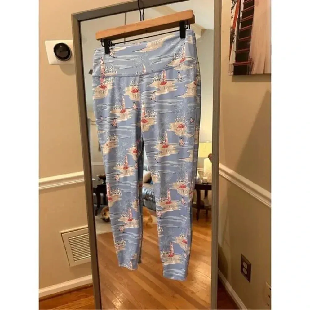 Crown and Ivy Sailboat Leggings Size Medium Blue Yellow - Image 2