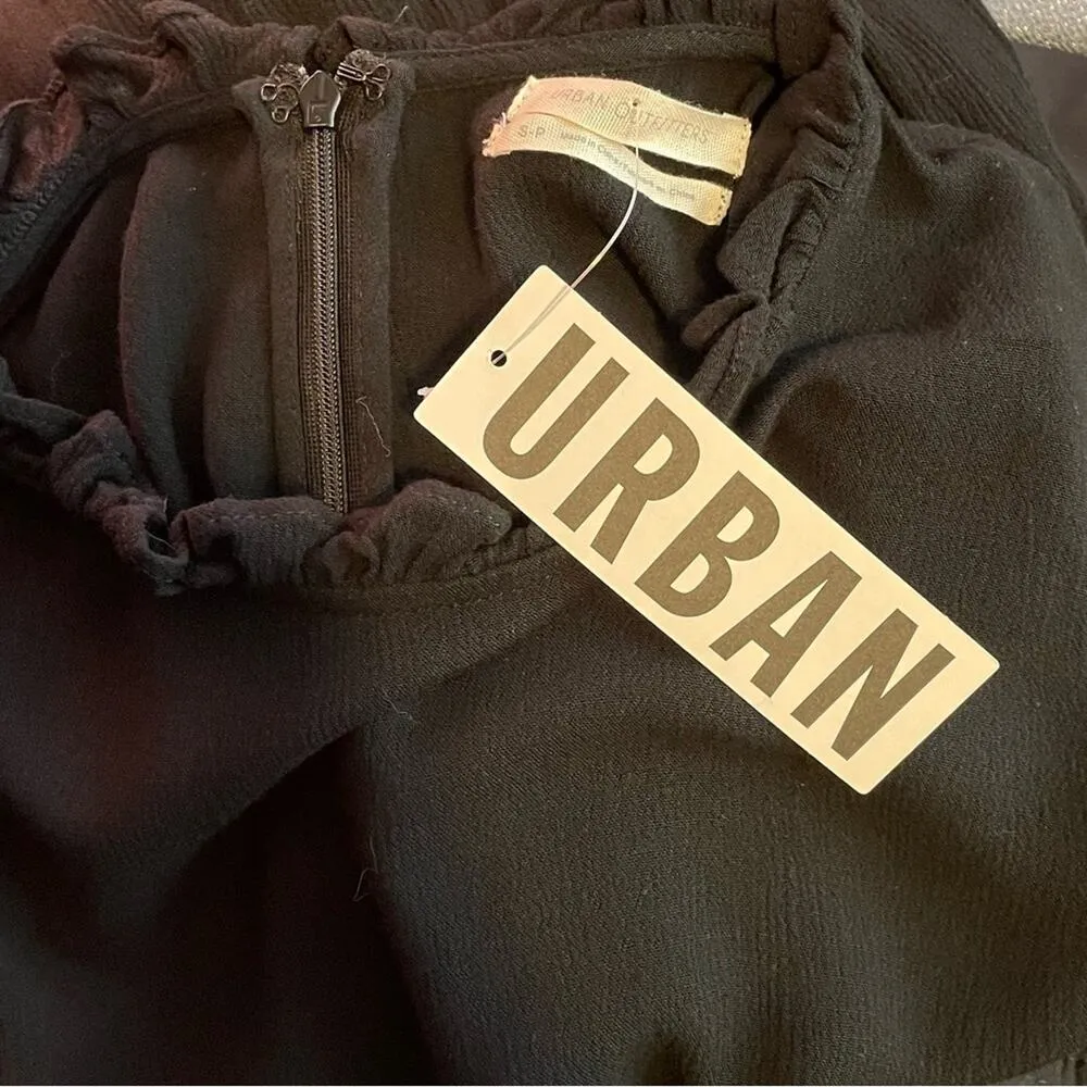 Urban Outfitters UO Gabby Black Ruffle High Neck Flowy Prairie Mini Dress S new - Image 13