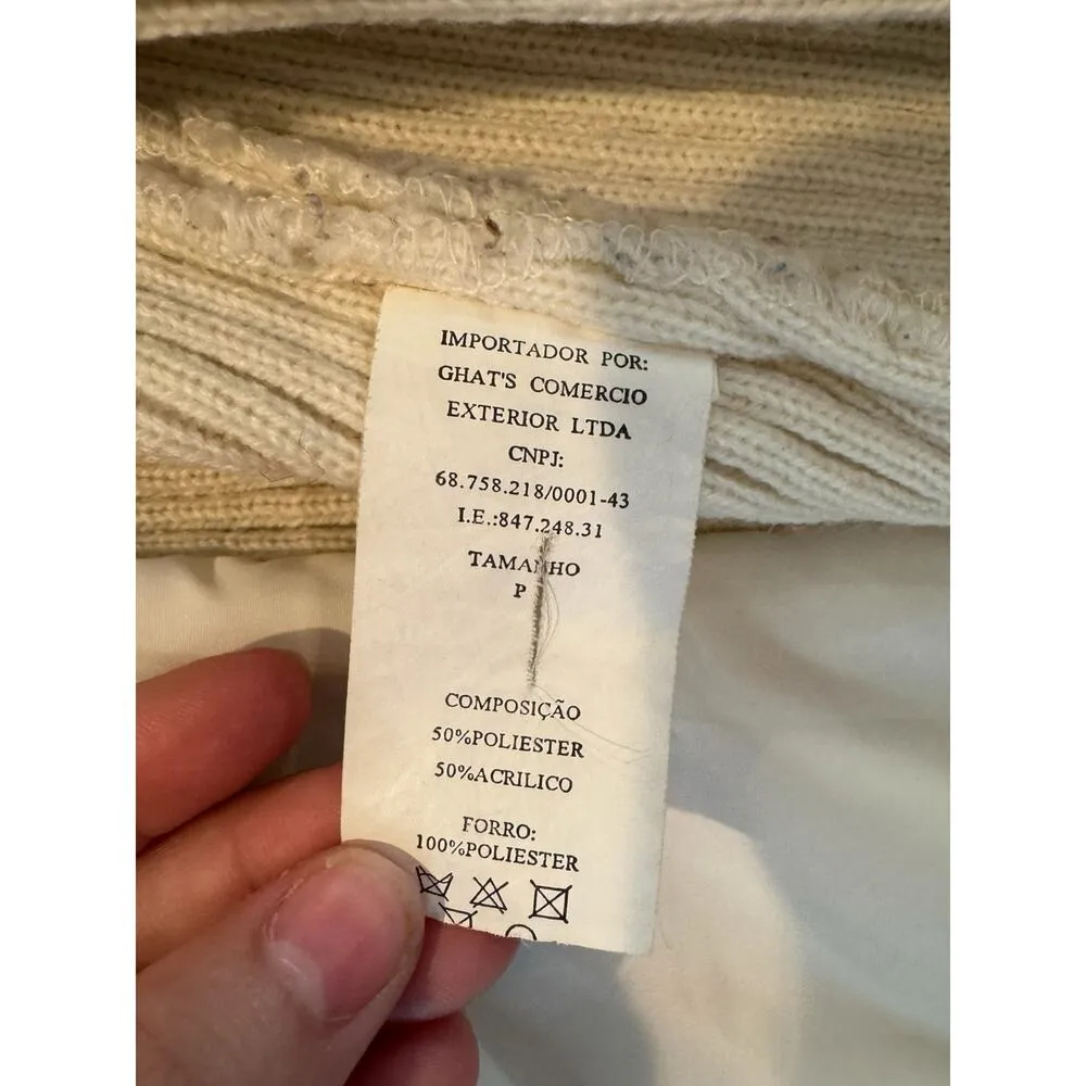 RARE Sole Cor Knitwear Cream Quilted Sweater Jacket Size Petite Ribbed Sleeve White - Image 8