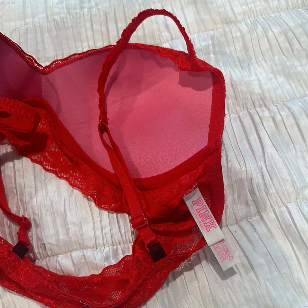 MOVING SALE-VS PINK Red Lace Wired Bra - Image 8