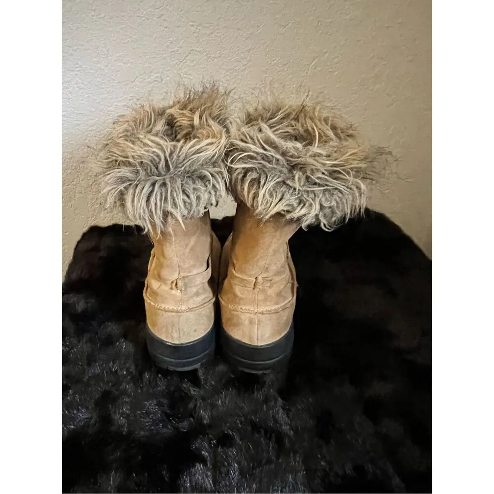 Sorel Northern Lite Tall Boots Womens 9 US Camel Brown Suede Faux Fur Thinsulate - Image 4