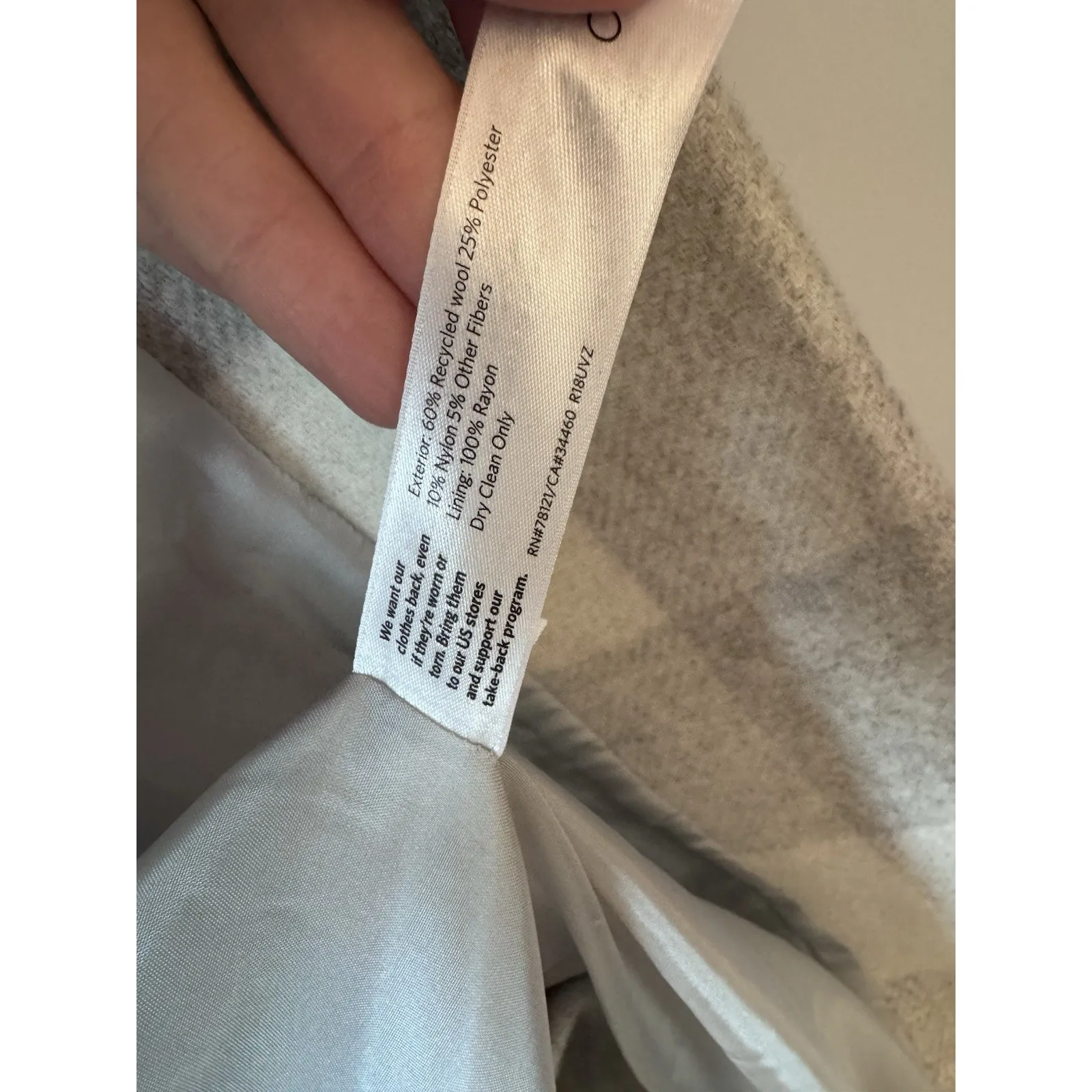 EILEEN FISHER DARK PEARL / GRAY WOOL BLEND CHECK PRINT PEA COAT XL $498 NEW - Image 10