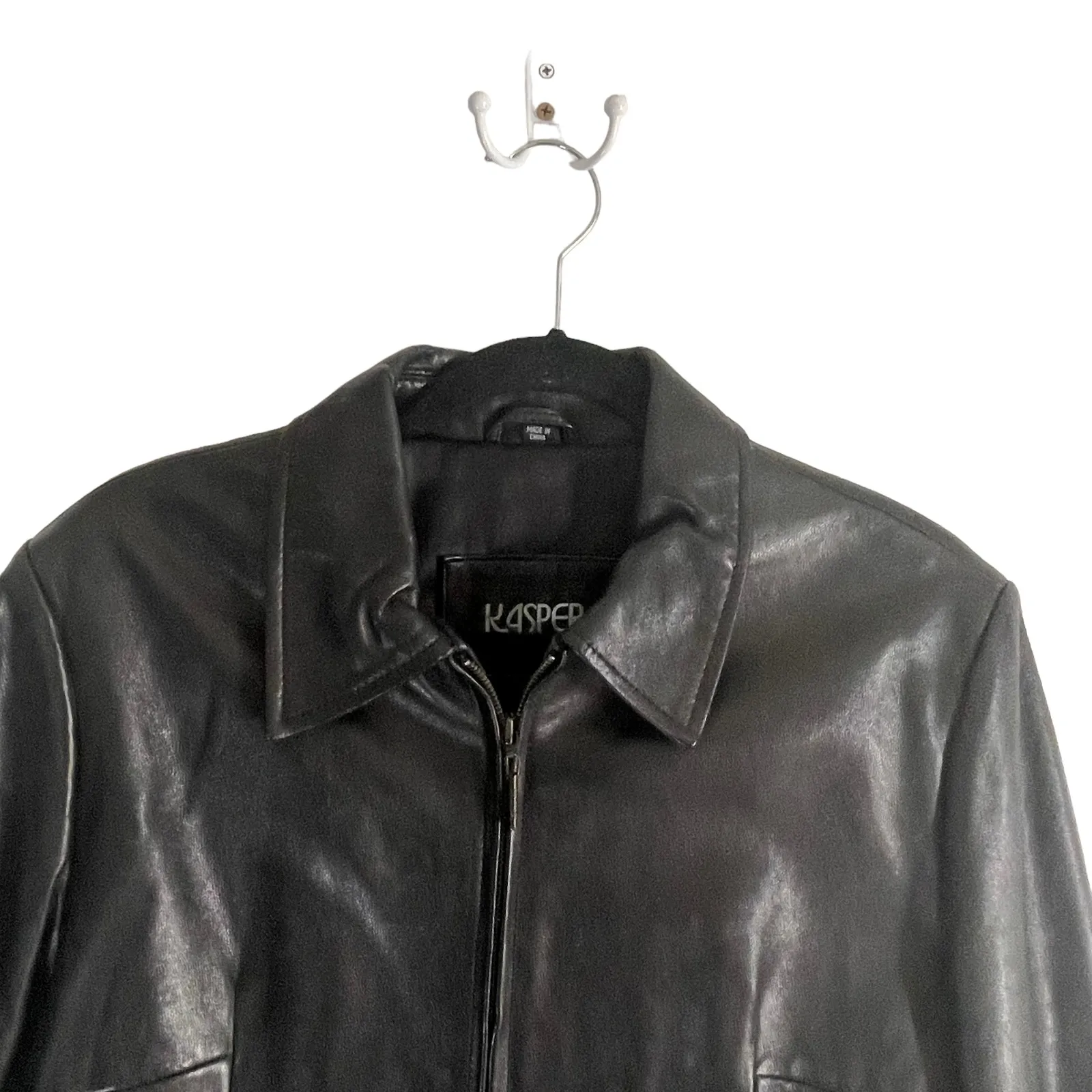 Kasper Size Large Vintage Soft 100% Leather‎ Black Jacket - Image 2