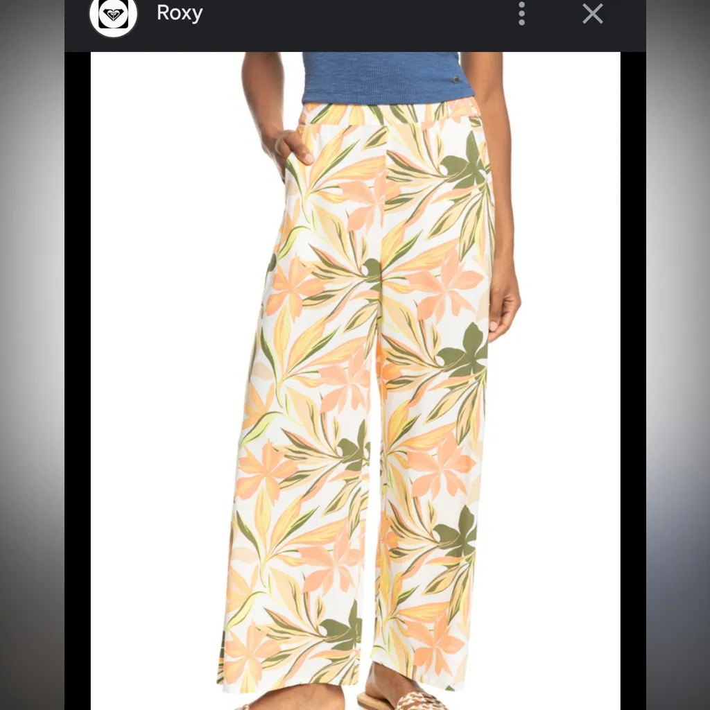 Roxy midnight aveue pull on wide leg tropical print pants NEW NWT vacation - Image 6