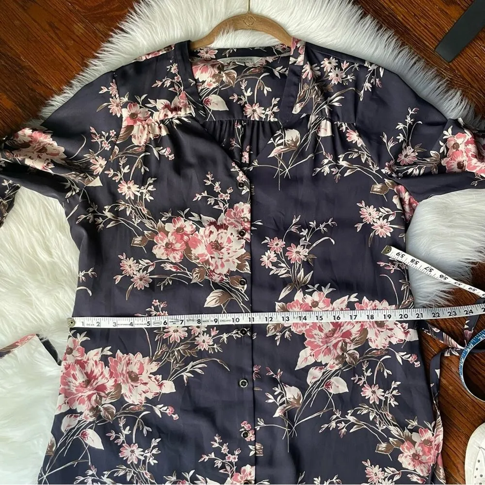 Black Floral Shirt Dress Blush with a waist tie Stitch Fix - Image 5