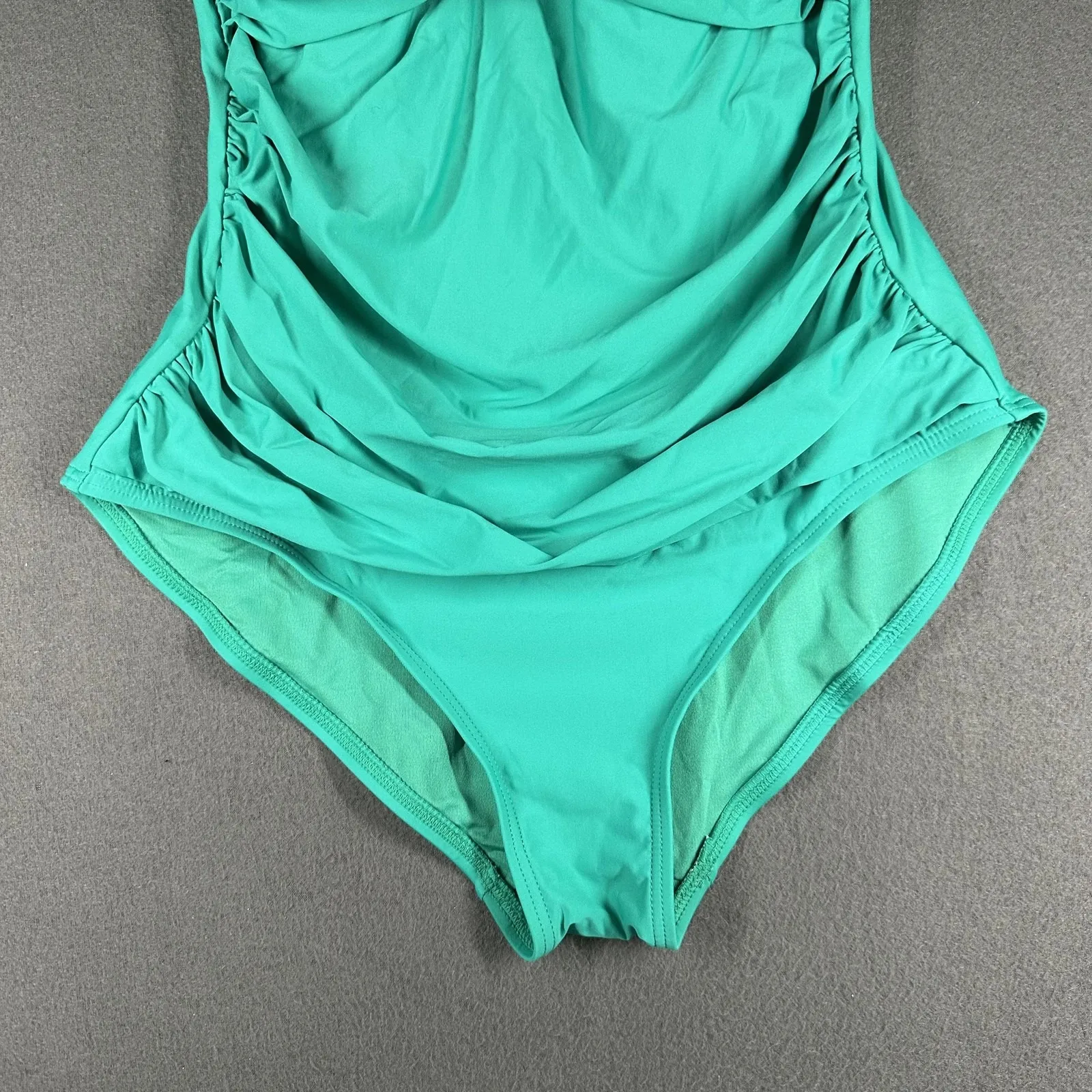 Calvin Klein Swimsuit Womens 12 Green One Piece Ruched Tank Padded Lined Stretch - Image 3