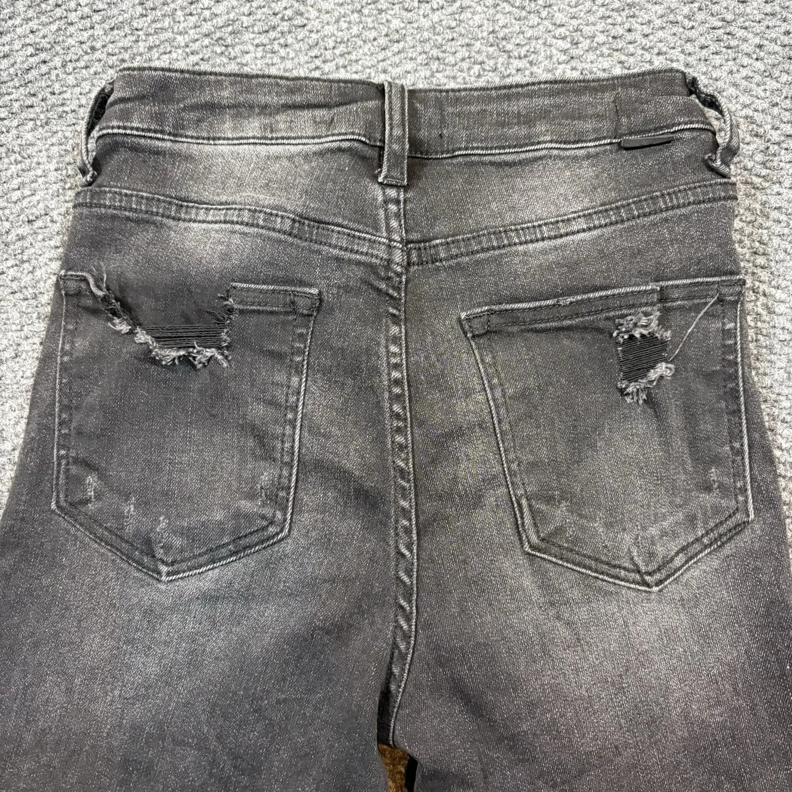 Risen Jeans Womens 1/25 Black Charcoal Skinny High Rise Distressed - Image 4