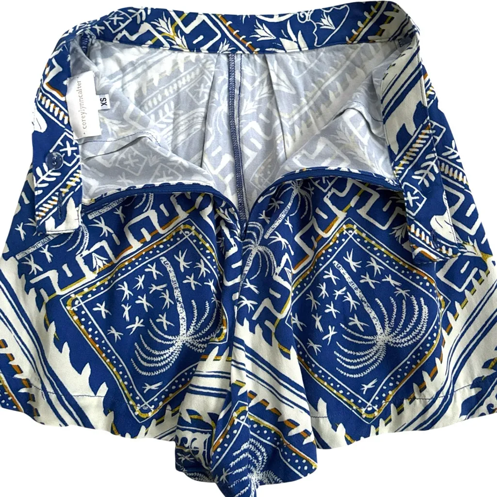 EUC Anthropologie Cory Lynn Calter Everly Blue Palm Tree Motif Size XS - Image 11