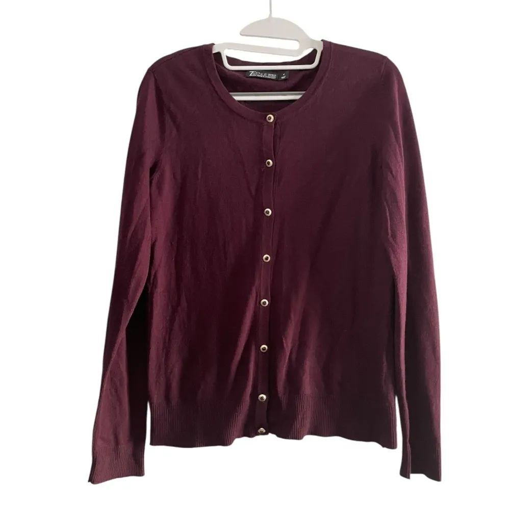 7th Avenue Purple Button-Up Cardigan Jewel-like Buttons Size M - Image 3