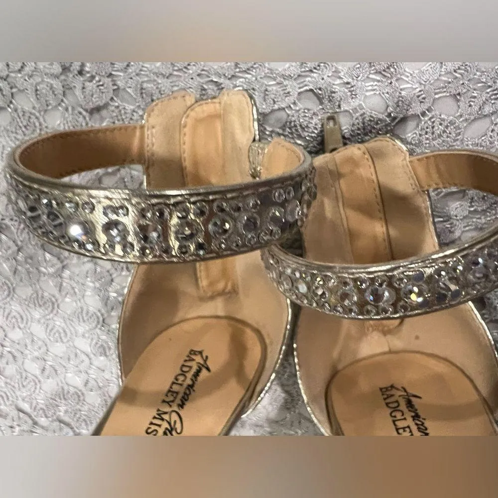Badgley Mischka Jeweled Sandals Women’s Gold Size 7.5 Strappy Wedge Heel - Image 8