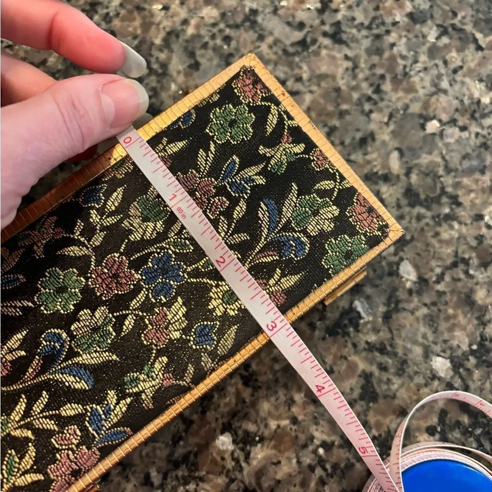 VTG 1950’s Barbara Bates Metal Frame Clutch / Purse Floral Damask Fabric Black - Image 10