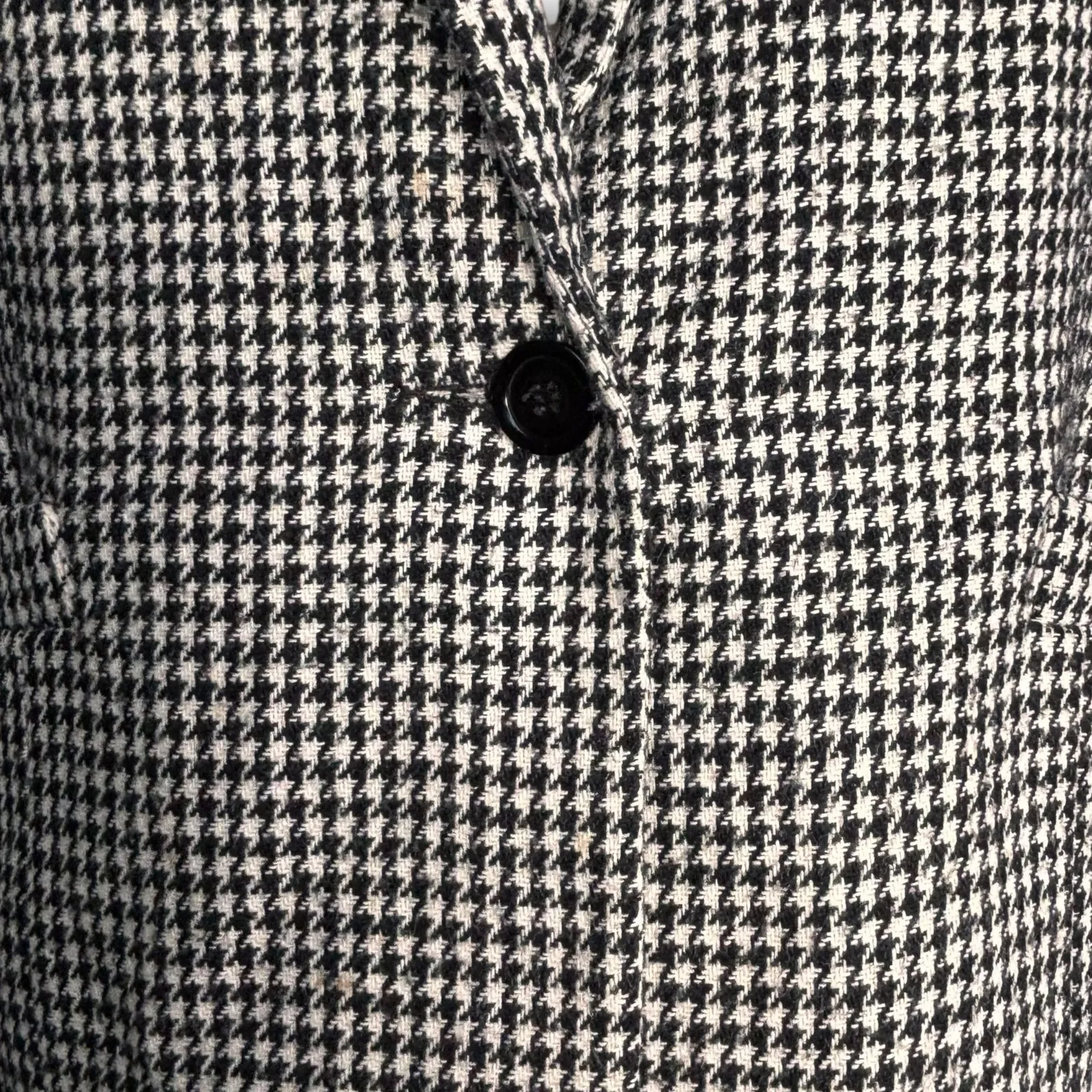 Vintage 80s Dumas Black White Houndstooth Wool Blazer USA Union Made Medium - Image 4
