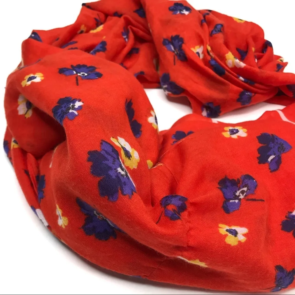 3/$30 Old Navy | Bright Red Floral Polyester Scarf - Image 3