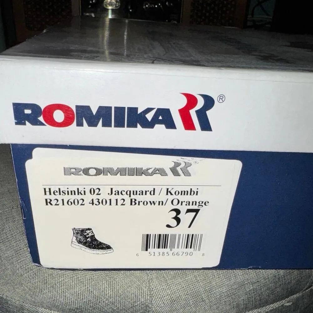 ROMIKA Helsinki 02 Jacquard Fur Lined Booties Sz 37 / US Womens 6.5 New in Box Brown - Image 15