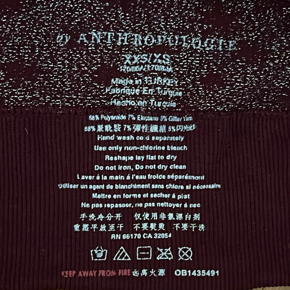 By Anthropologie Burgundy Sparkle Star Print Sports Bra - Image 4