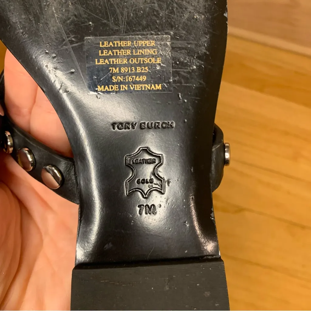 Tory Burch Black Miller Stud Thong Sandals - Size 7 - Image 8