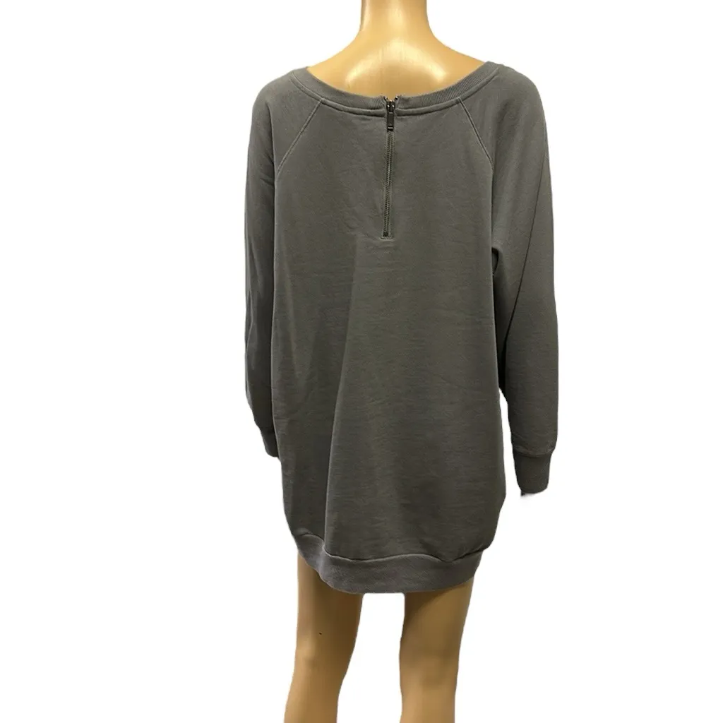 Calvin Klein Jeans Gray Zipper Back 3 Quarter Sleeve Tunic Sweatshirt Top XL - Image 4