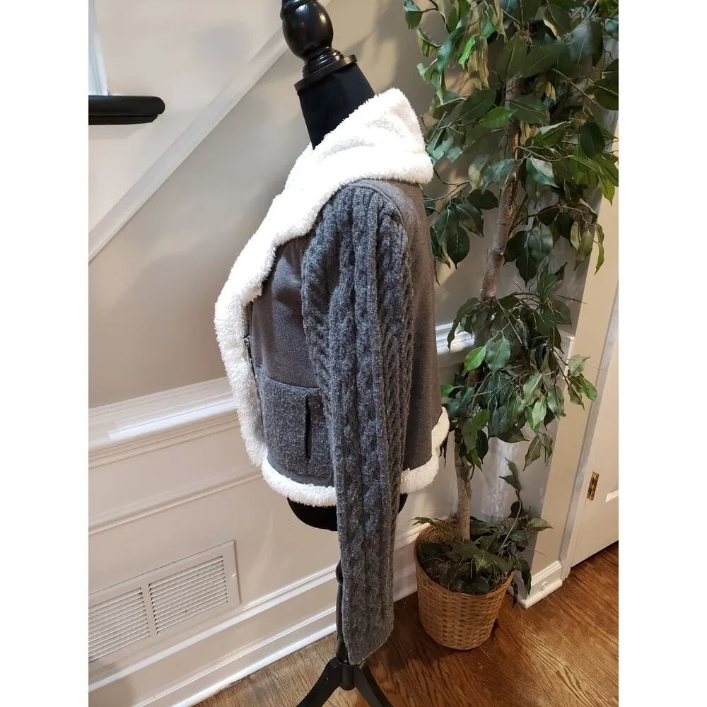 Thread & Supply Sherpa Lined Jacket Women’s Small Gray Faux Fur Cozy Warm - Image 6