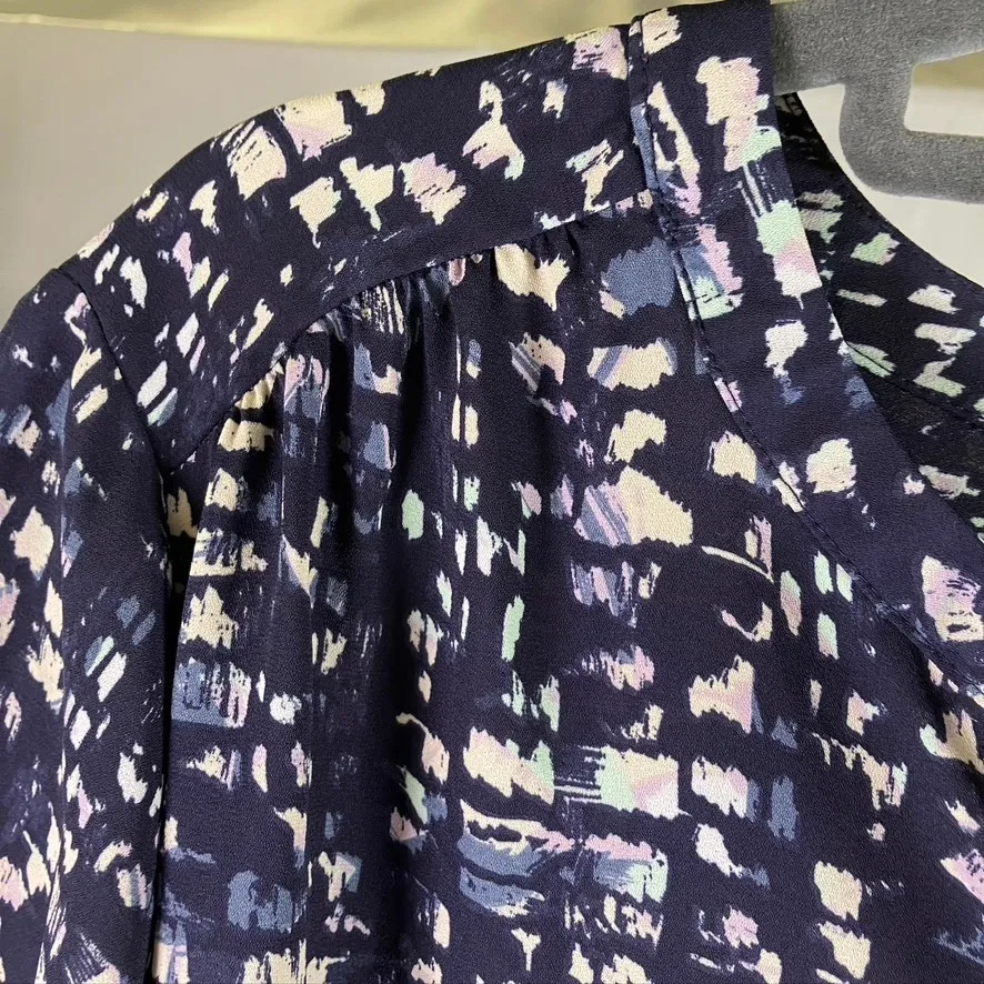 Evri Women's 2X Dress Navy Blue Abstract‎ Print V Neck Short Sleeve Career Size XXL - Image 3