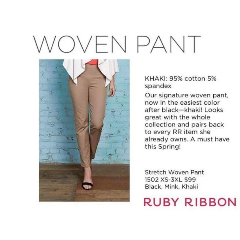 Ruby Ribbon‎ Stretch signature Woven Khaki Tan Side Zipper Pants slimming large - Image 7