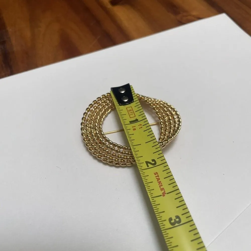 Signed Monet Gold Tone Brooch Pin - Image 5