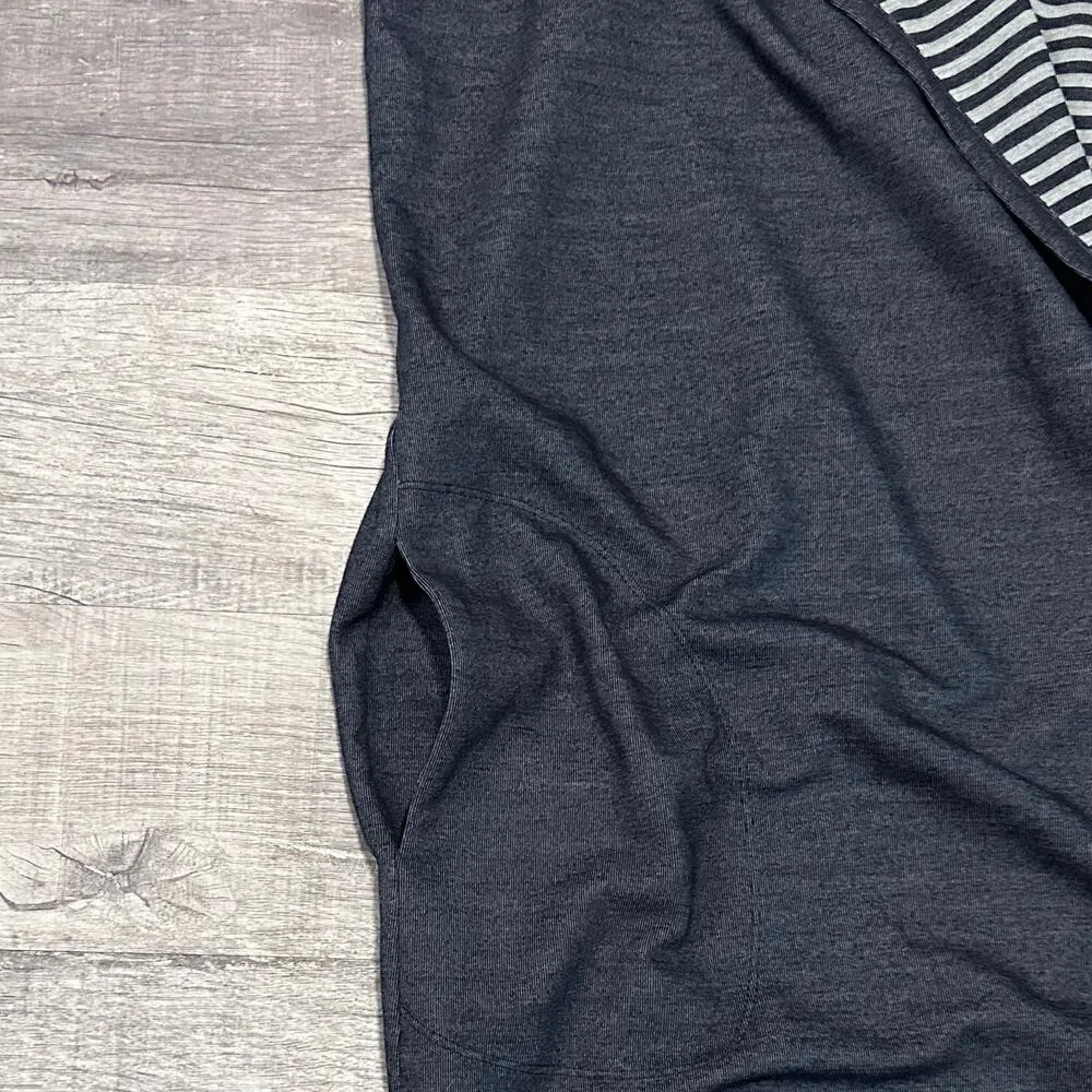 Open Front Cardigan Vest Womens 3X Navy Blue Draped Tunic Pockets - Image 2