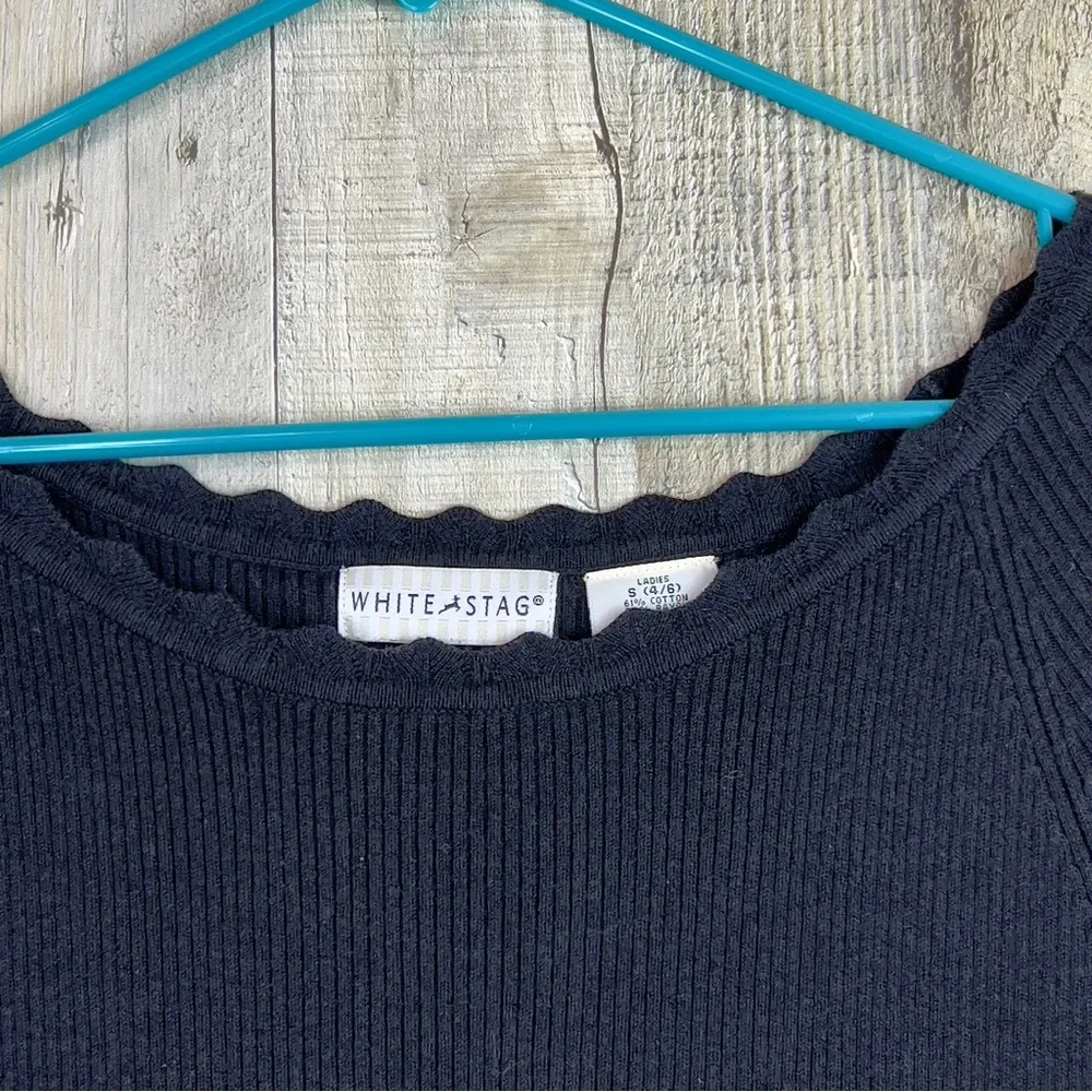 White Stag Size Small (4-6)Short Sleeve Scallop Neck Ribbed Cotton Blend… - Image 5