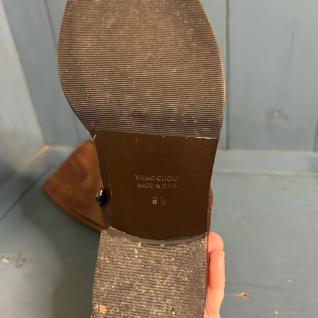 Vero Cuoio Knee High Zipper Brown Leather Boots | Size 6.5 - Made in Italy - Image 6