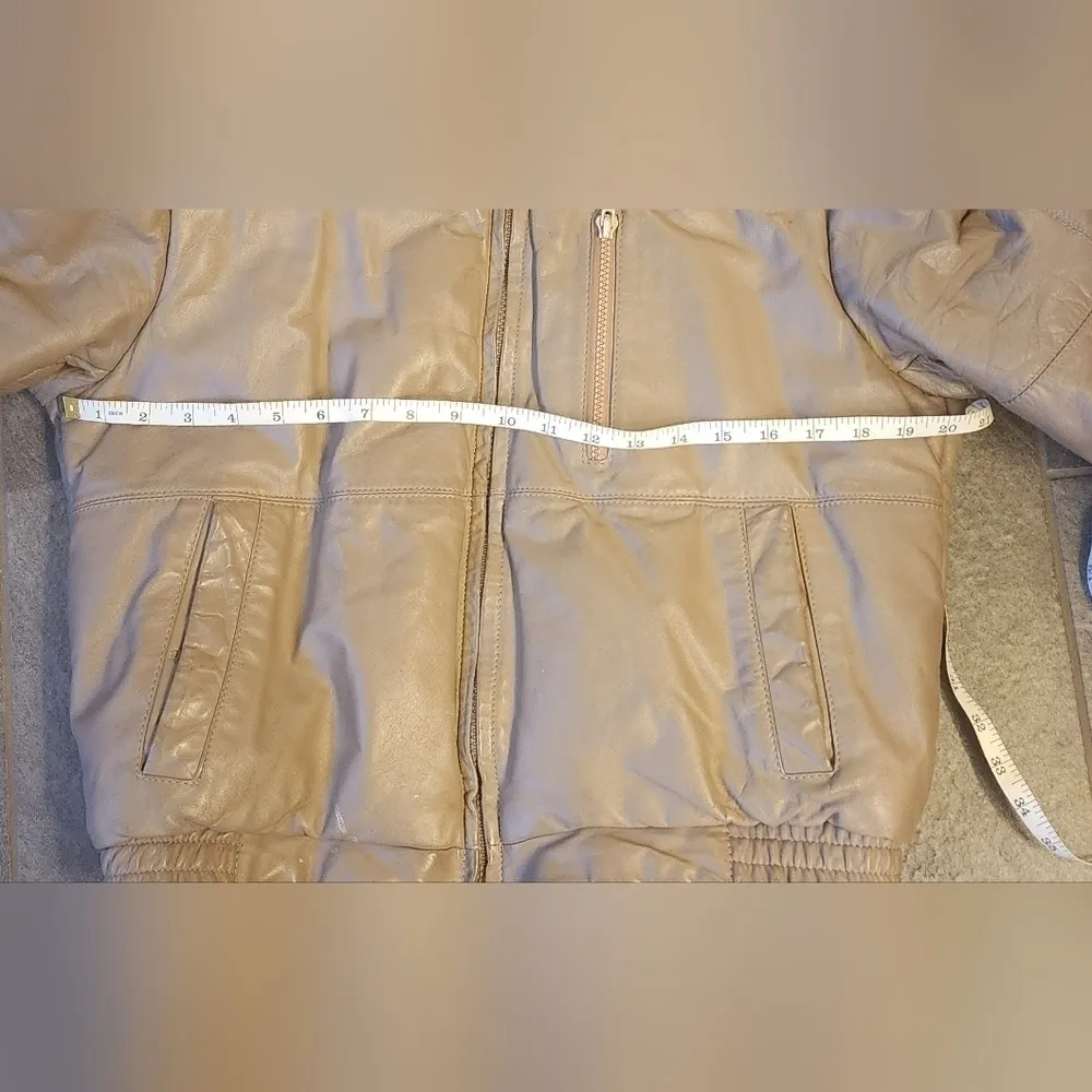 vintage hill & archer leather bomber heavy winter jacket with fox tail hood M Brown Size M - Image 10