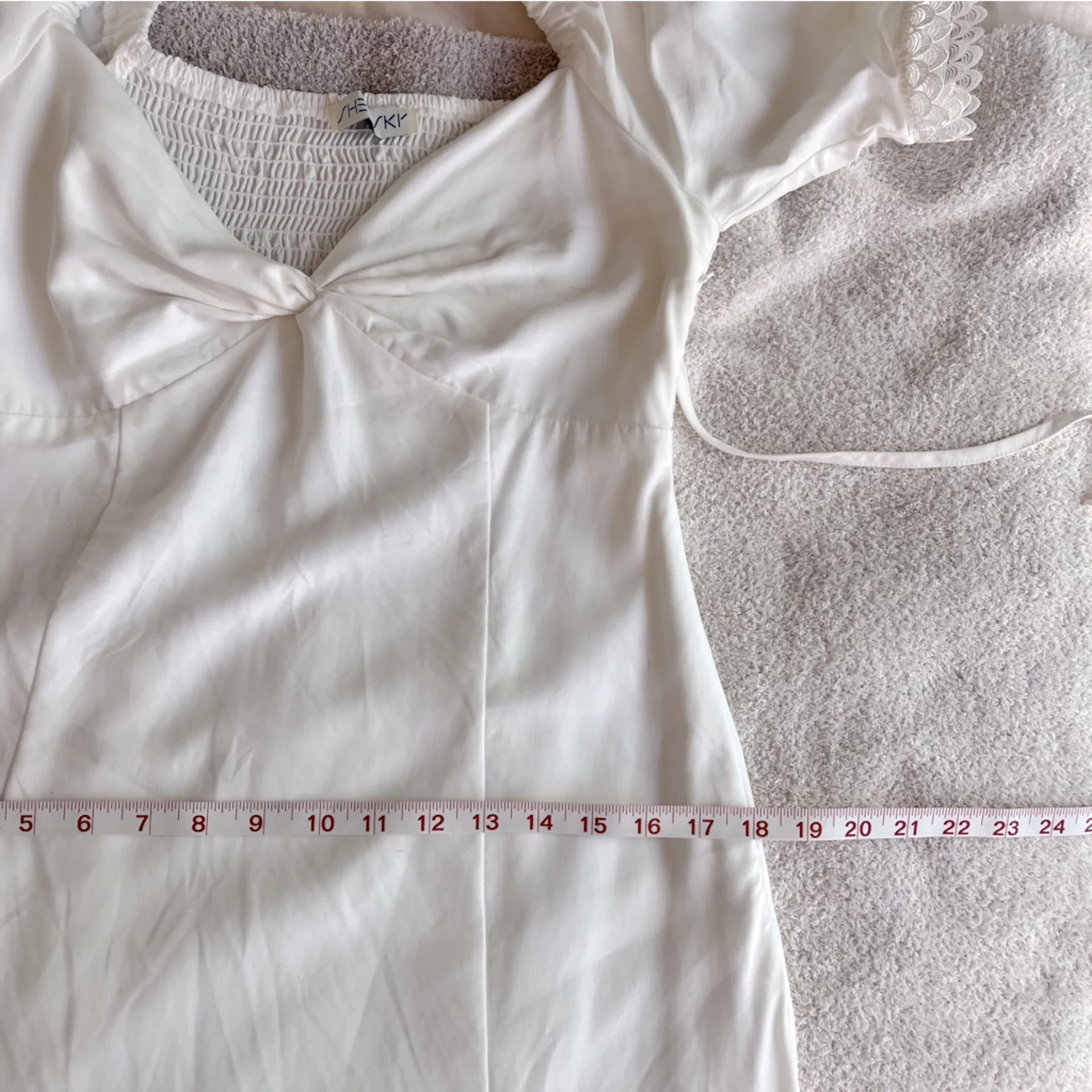 She + Sky•White Cotton Puff-Sleeve Fit & Flare Dress•Size S - Image 14