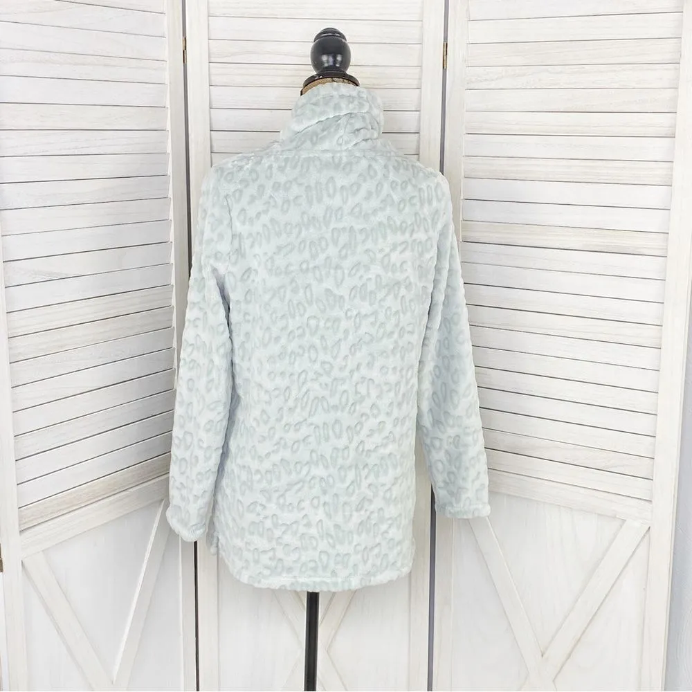 Soft Surroundings Tanzania Animal Print Fleece Pullover Top Green Small - Image 5