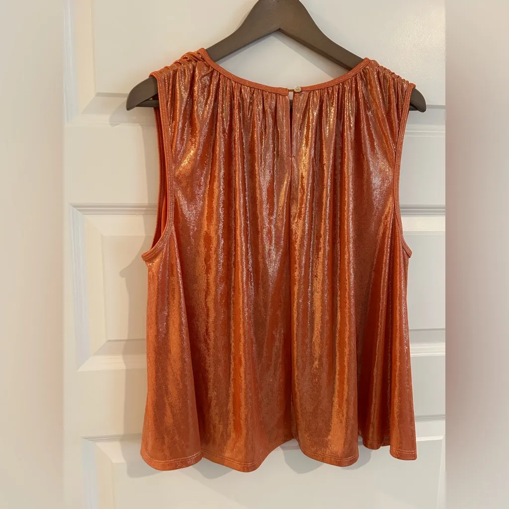 Molly Bracken Shimmery Sleeveless Top Copper Orange Size S - Image 8