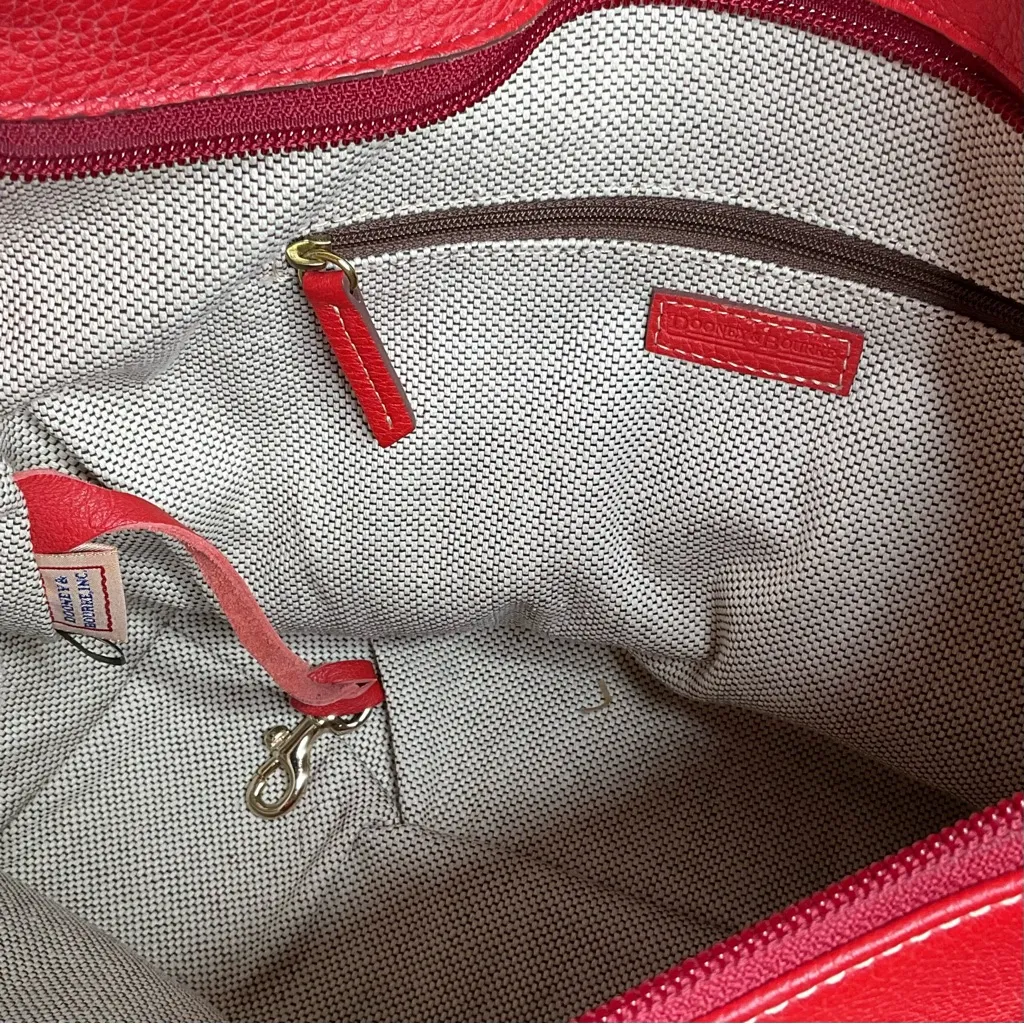 Dooney & Bourke Red Pebbled Leather Hobo Shoulder Bag - EUC - Image 7