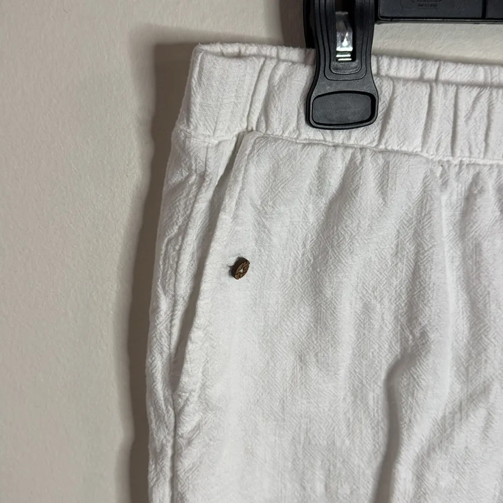 Soft Surroundings Off-White Textured Pull on Elastic Waist Cotton Pants Size M - Image 4