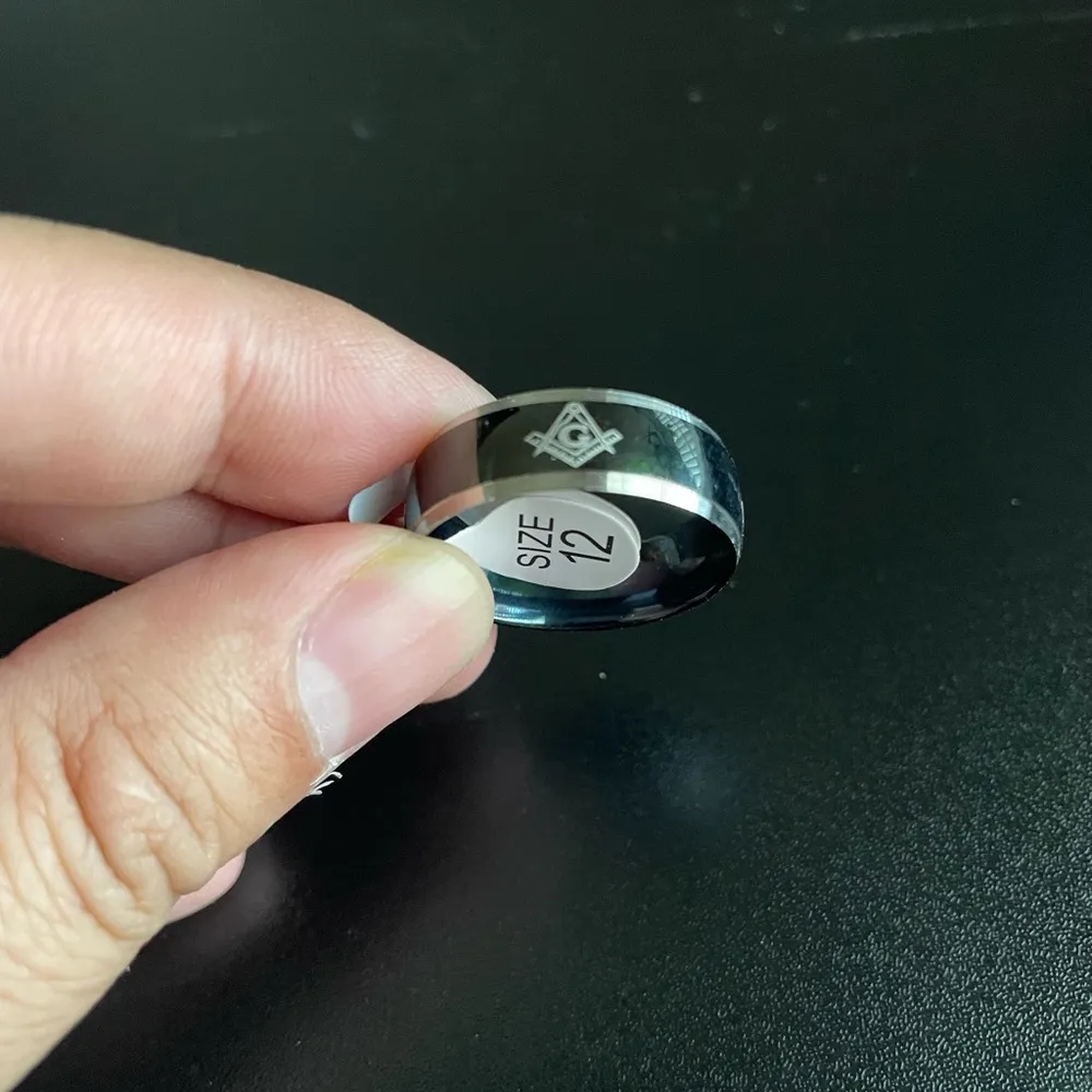 Edge Black Masonic silver  ring size 12 - Image 5