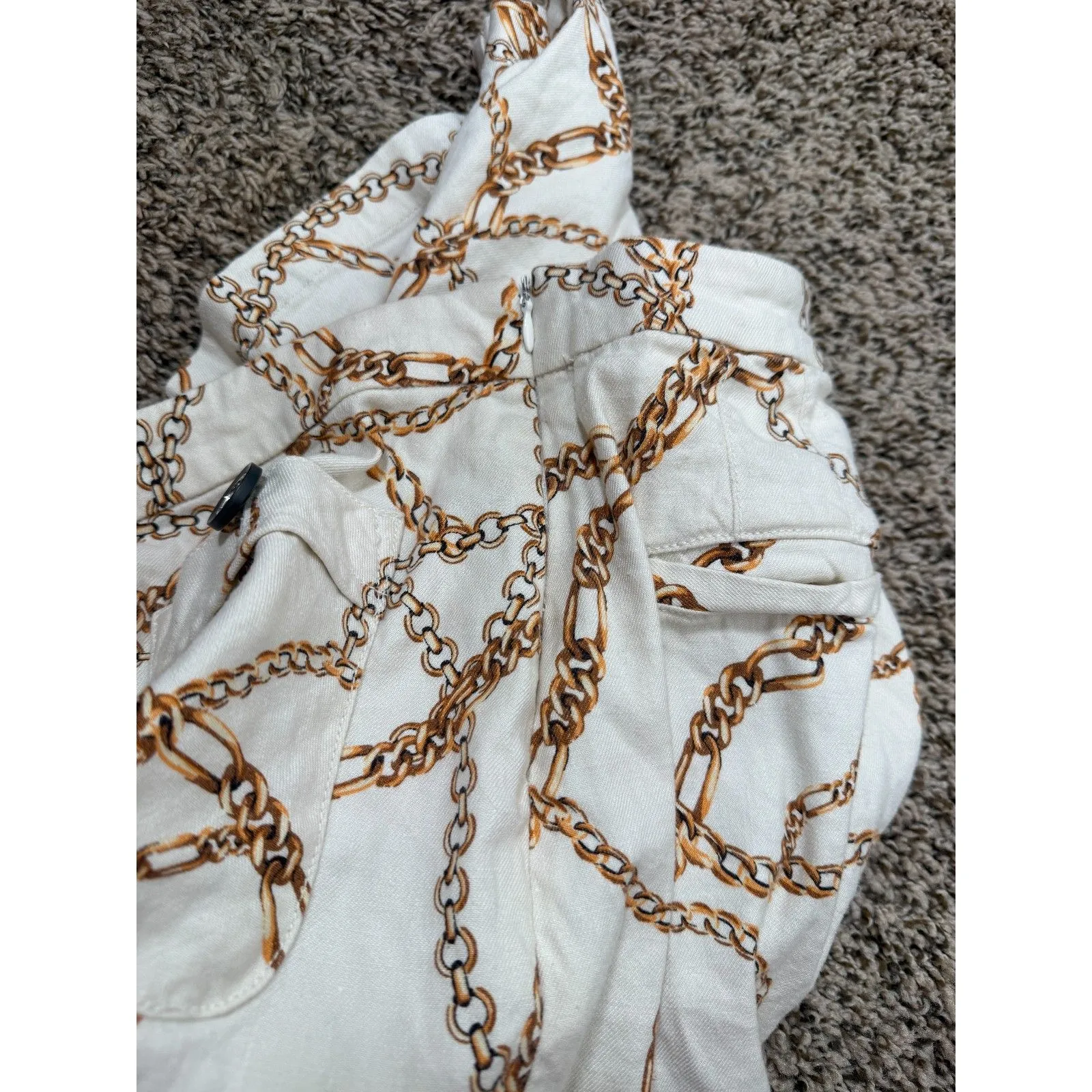 Maeve Anthropologie Linen Blend Palazzo Pants Womens Sz 4 Wide Leg Chain Print - Image 12