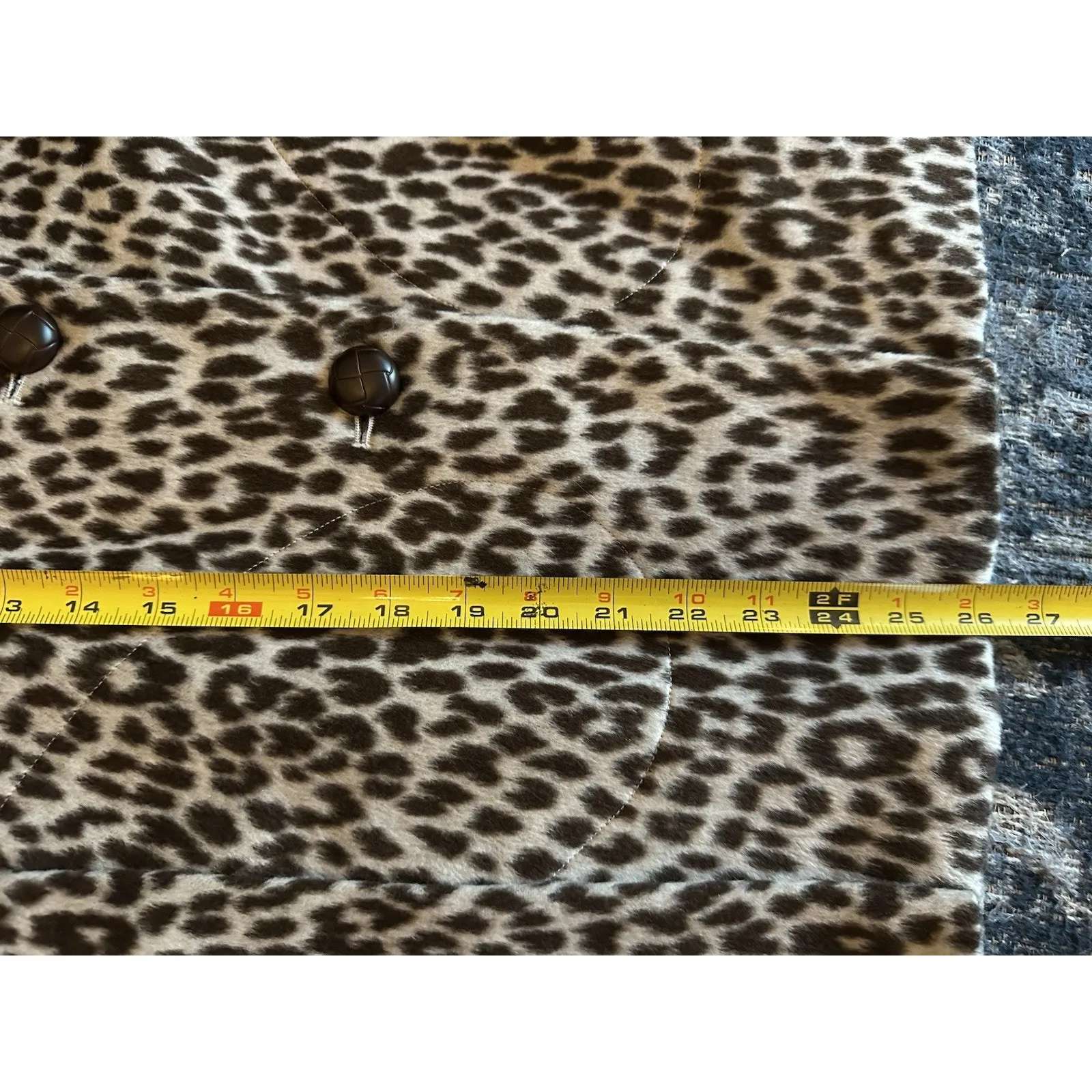 Tyler Boe Cape Jacket Short Faux Fur Animal Print Size Small Wool Button Close - Image 11