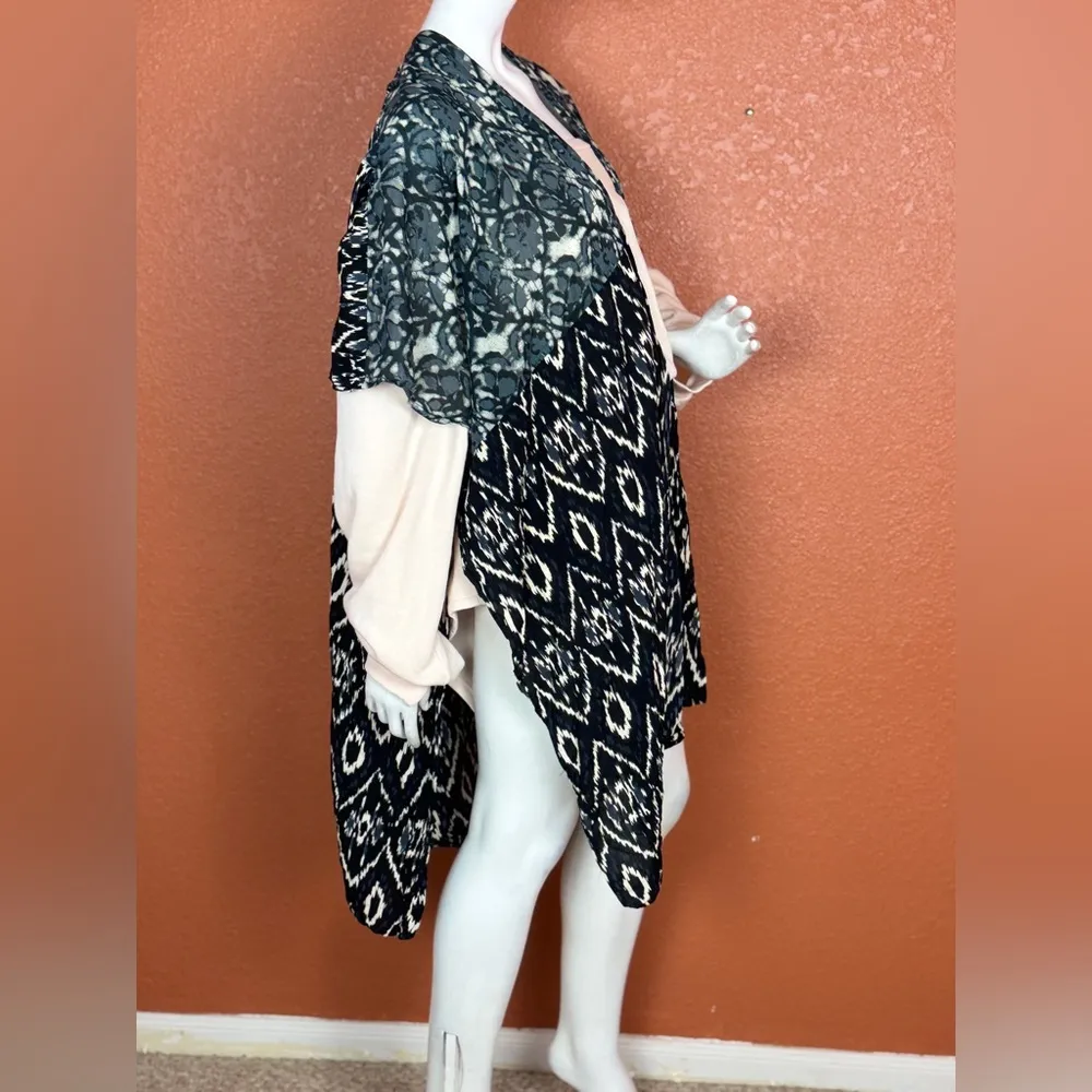 Anthropologie In Our Nature Kimono Top Cardigan Ikat Midnight One Size. E34 Blue - Image 14